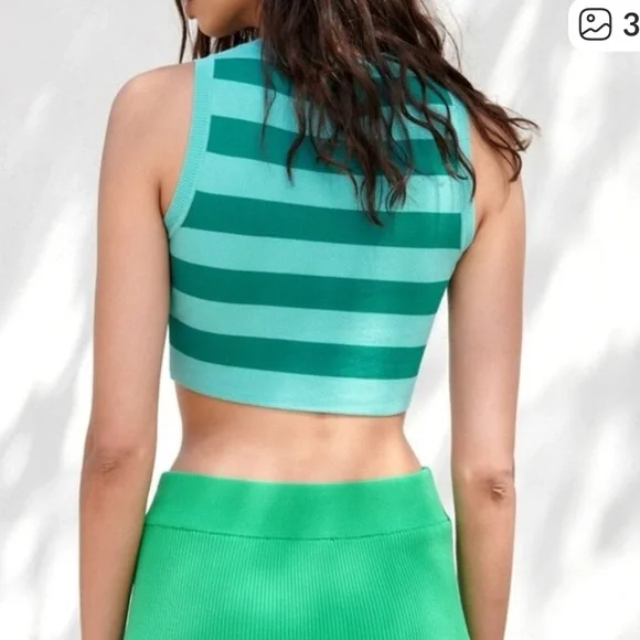 Zara Striped Crop Top size medium sleeveless sweater. 1184 - Picture 2 of 6